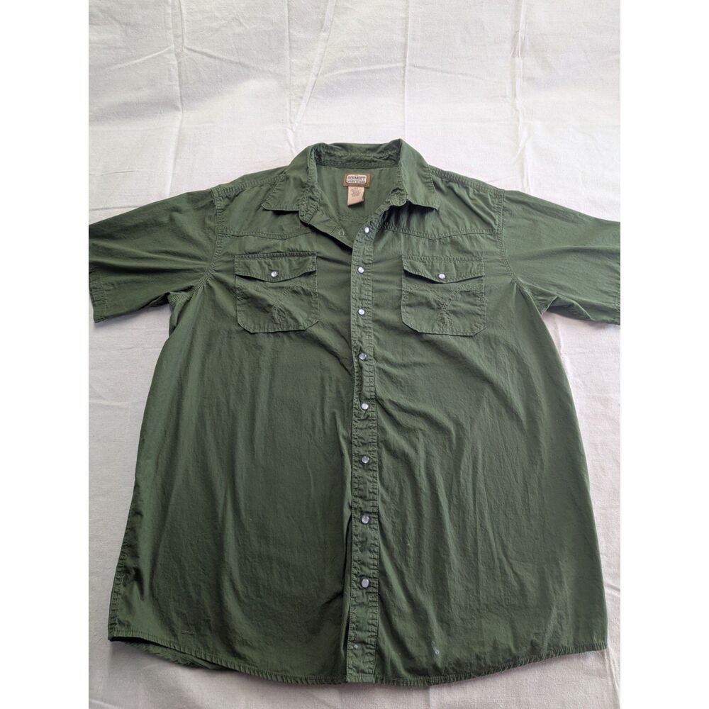 C.E. Schmidt Work Wear Men’s XLT Green Western Pearl Snap Shirt Short Sleeve